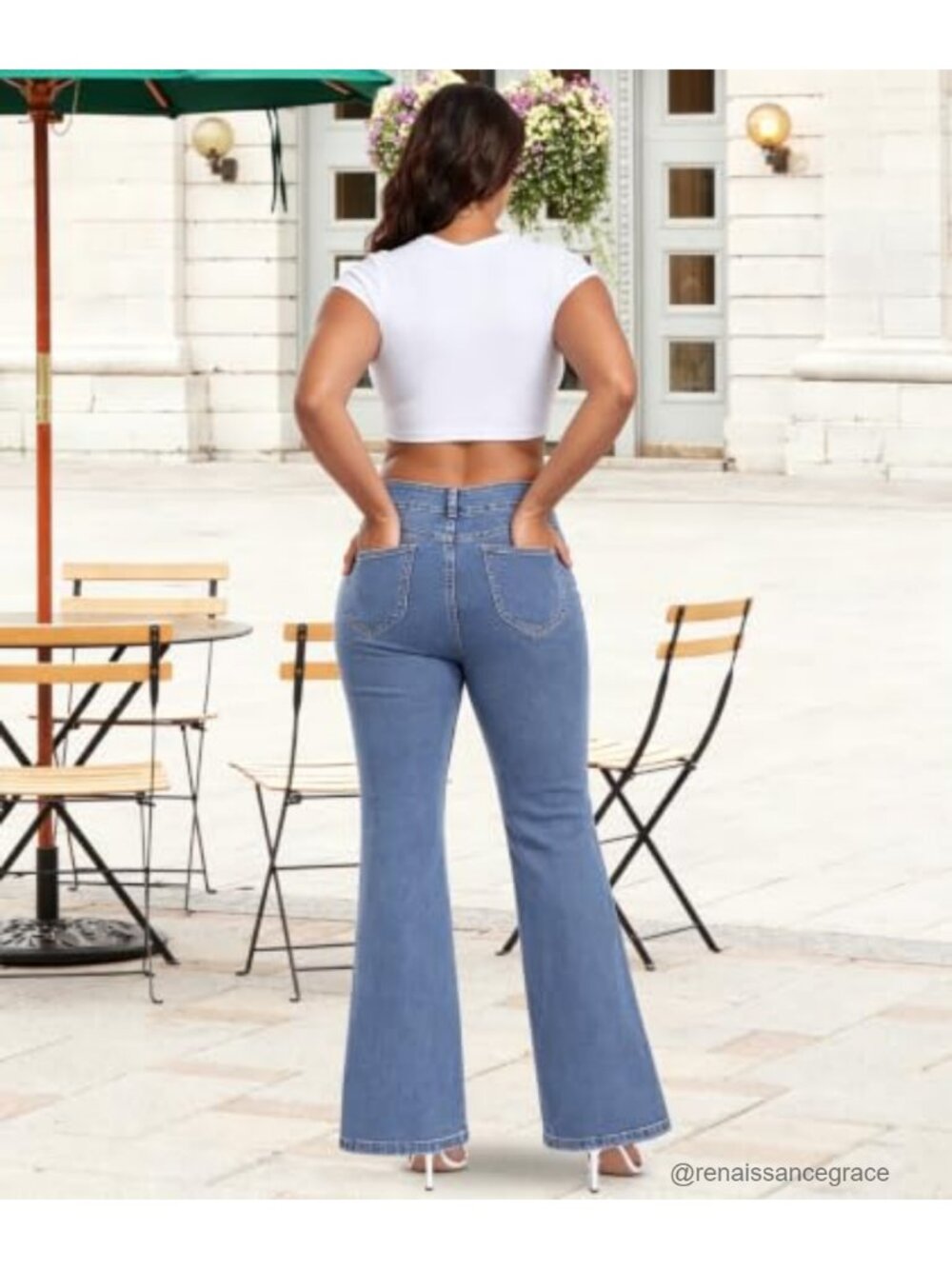 High Waisted Flare Wide Leg Jeans Super Stretchy Denim Women's